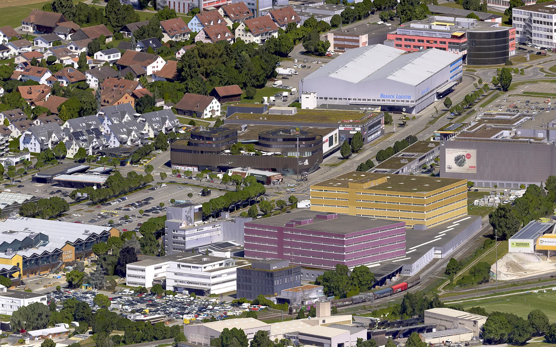 3D-Mesh für die Zukunftsvision (WiVo*) der Gemeinde Volketswil, Aufnahme 3 von 6 (3D-Mesh, Orthofoto)