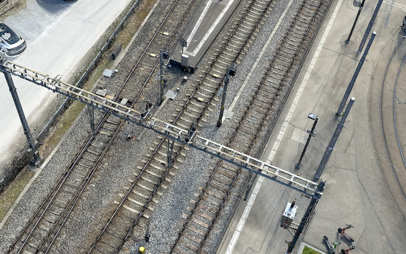 Drohnenvermessung Bahnhof Zürich Tiefenbrunnen, Aufnahme 2 von 6 (Punktwolke, Orthofoto, LiDAR, SBB)