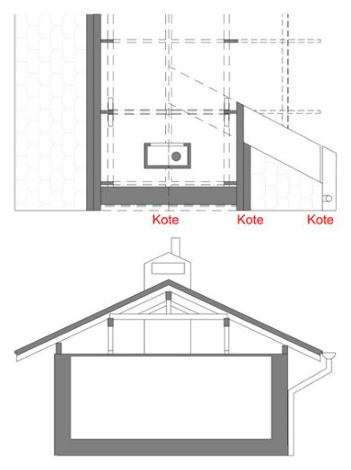 Dach als 2D-Plan im Modellierungsstandard Hoch