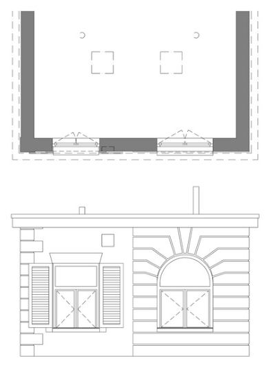 Fassade als 2D-Plan im Modellierungsstandard Hoch