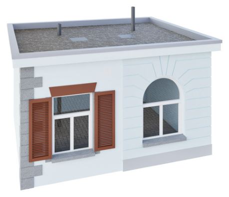 Fassade als 3D-Modell im Modellierungsstandard Hoch