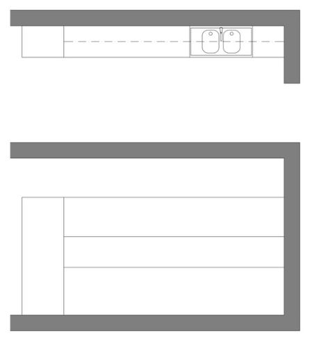 Küche als 2D-Plan im Modellierungsstandard Standard