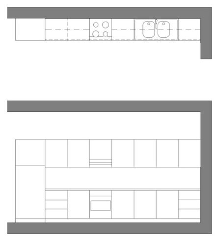 Küche als 2D-Plan im Modellierungsstandard Premium