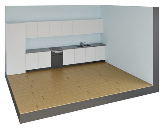 Küche als 3D-Modell im Modellierungsstandard Hoch