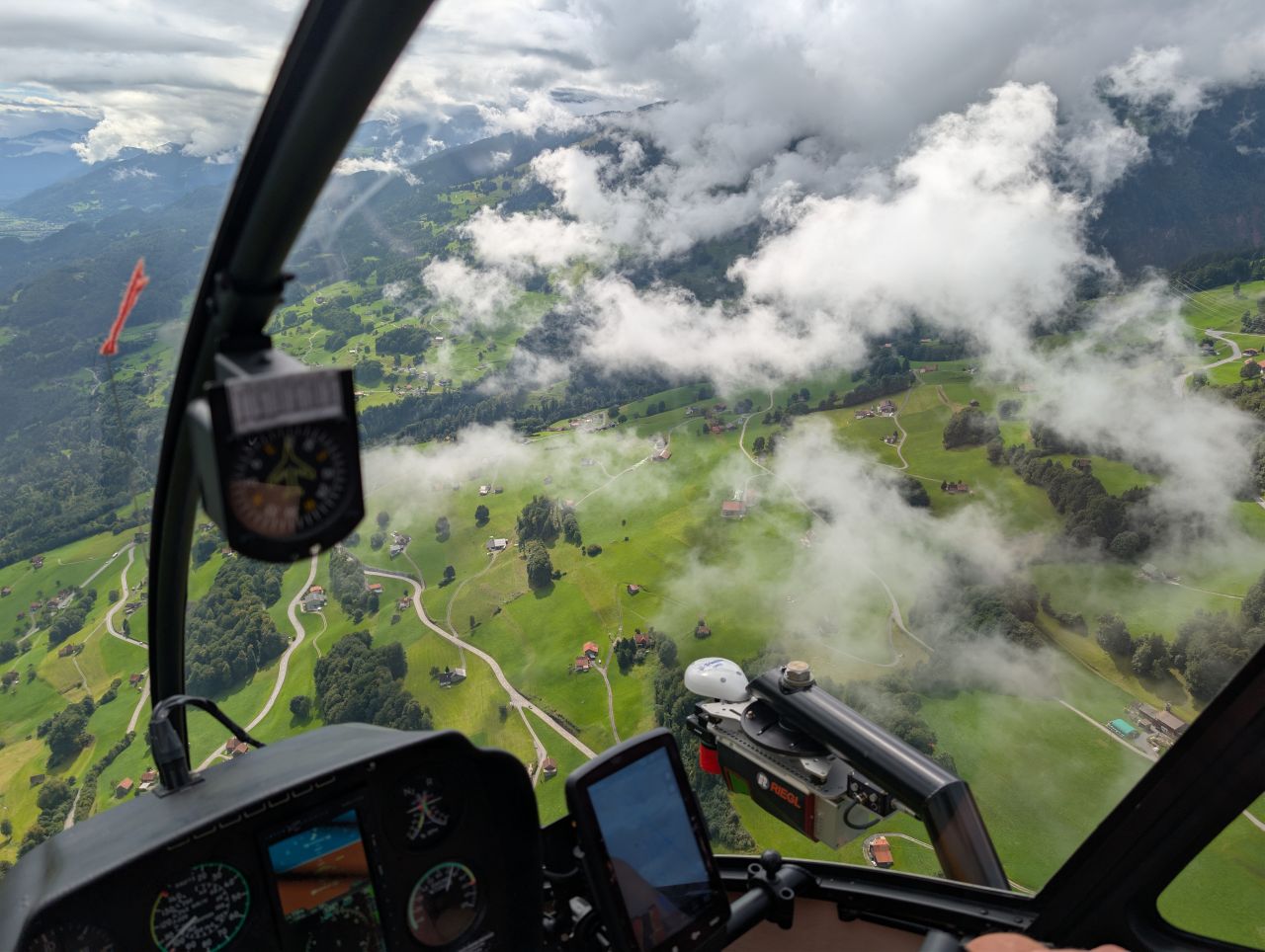 Aerial view of a Swiss landscape from a Geotrend survey flight